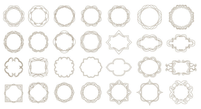 Collection of ornate decorative vector frames and labels for graphic design