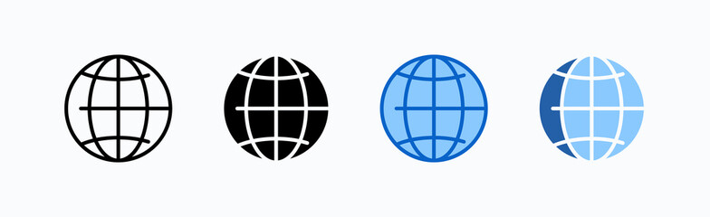 World Icon Sheet Multiple Style Collection Isolated Vector