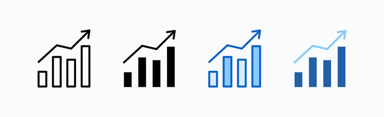 Growth Icon Sheet Multiple Style Collection Isolated Vector