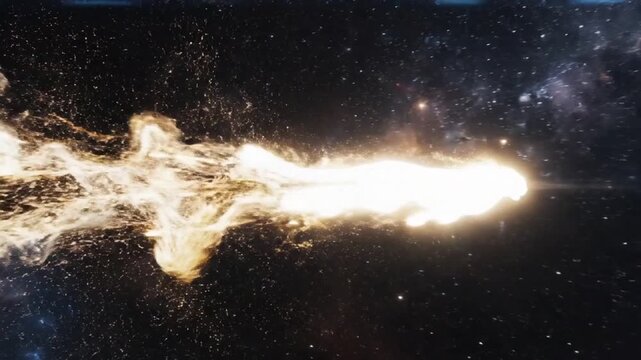 Fiery cheetah running through cosmic space with glowing energy trails