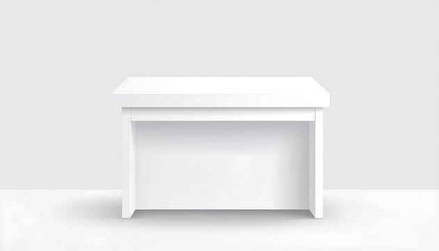 A white table with a rectangular shape and open bottom