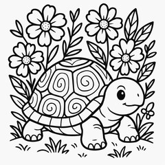 turtle and flowers 