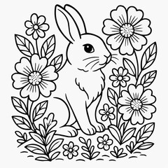 rabbit and flowers