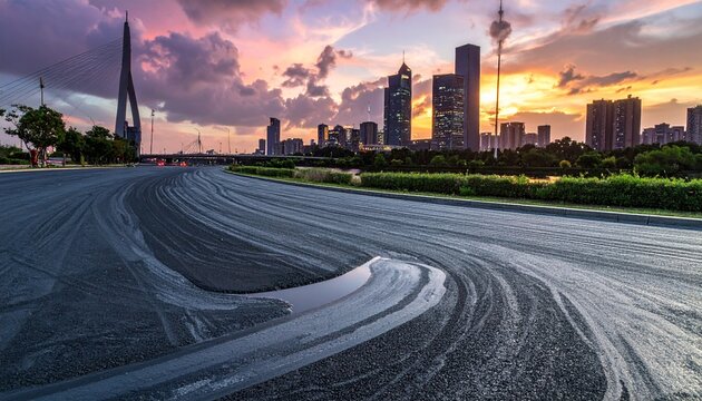 液状化で歪む都市のアスファルト道路