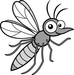 Obraz premium Cartoon mosquito vector with large eyes, long proboscis, wings, and segmented body in humorous design