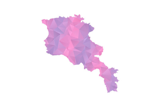 Armenia Map - Polygon Style Vector Illustration in Pink and Purple Gradient, Low Poly Geometric Design, Isolated on White Background for Infographics and Education.