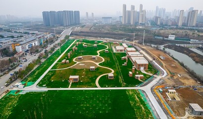 Huangxiao Park Wuhan Aerial Riverside City View © TranPhuoc