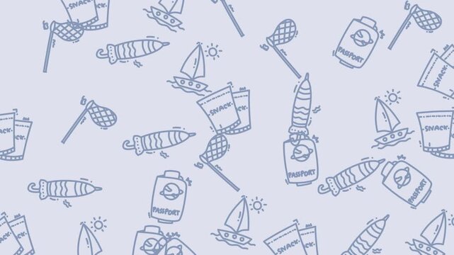Playful doodle video of bottles and glasses in pattern motion.
