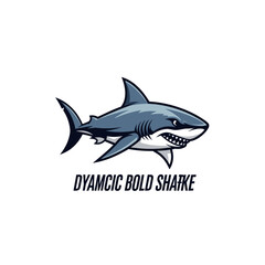 Fototapeta premium Aggressive blue shark mascot logo illustration swimming