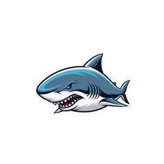 Aggressive blue shark with sharp teeth illustration
