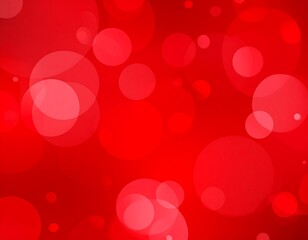 A vibrant red background with numerous translucent white circles