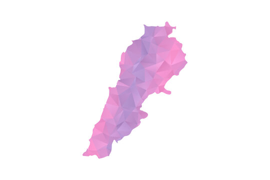 Lebanon Map - Polygon Style Vector Illustration in Pink and Purple Gradient, Low Poly Geometric Design, Isolated on White Background for Infographics and Education.