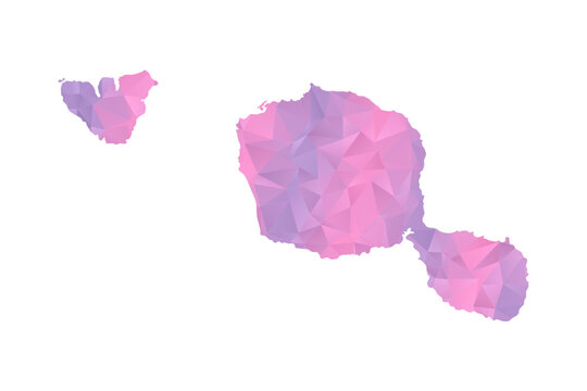 French Polynesia Map - Polygon Style Vector Illustration in Pink and Purple Gradient, Low Poly Geometric Design, Isolated on White Background for Infographics and Education.