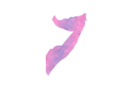 Somalia Map - Polygon Style Vector Illustration in Pink and Purple Gradient, Low Poly Geometric Design, Isolated on White Background for Infographics and Education.
