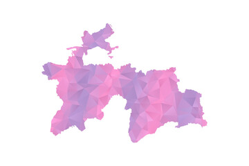 Tajikistan Map - Polygon Style Vector Illustration in Pink and Purple Gradient, Low Poly Geometric Design, Isolated on White Background for Infographics and Education.