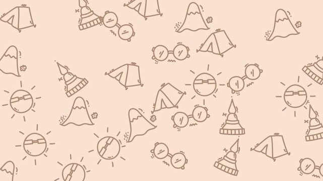 Playful doodle pattern video sequence on soft beige background.
