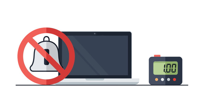 Laptop and Timer with Disabled Notification.
