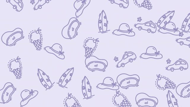 Playful Doodle Video Background With Space And Hat Patterns.