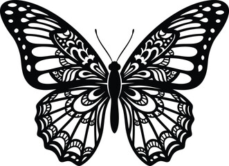 Intricate butterfly silhouette with ornate wing patterns