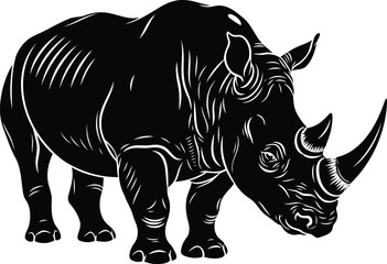 Powerful rhinoceros silhouette graphic
