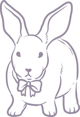 Obraz premium Bunny with Bow, Whimsy Decorative Animal Element