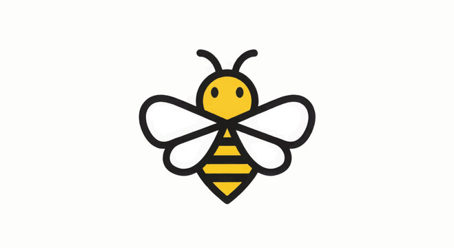 Simple Cartoon Bee Illustration with Stripes.