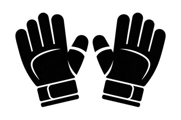 Obraz premium A black and white silhouette illustration of goalkeeper gloves against a white background