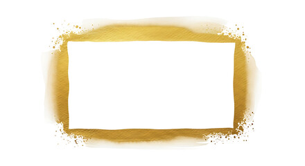 Elegant Golden Frame with Watercolor Texture and Splatters on White Background