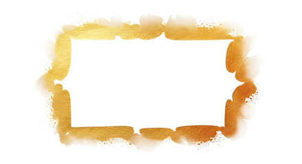 Abstract Gold Watercolor Frame with Distressed Texture on White Background