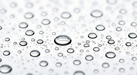 Crystal Clear Water Droplets on Reflective Surface with Bokeh Effect