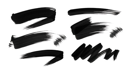 Abstract Black Ink Brush Strokes Set for Creative Design Elements