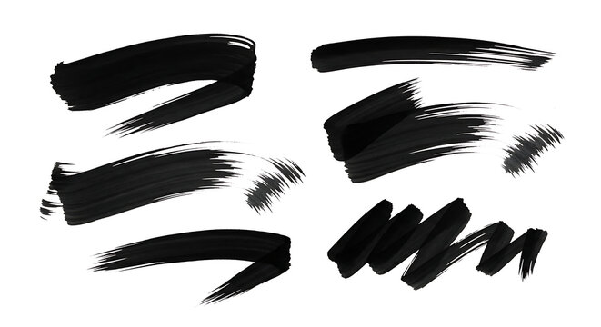 Abstract Black Ink Brush Strokes Set for Creative Design Elements