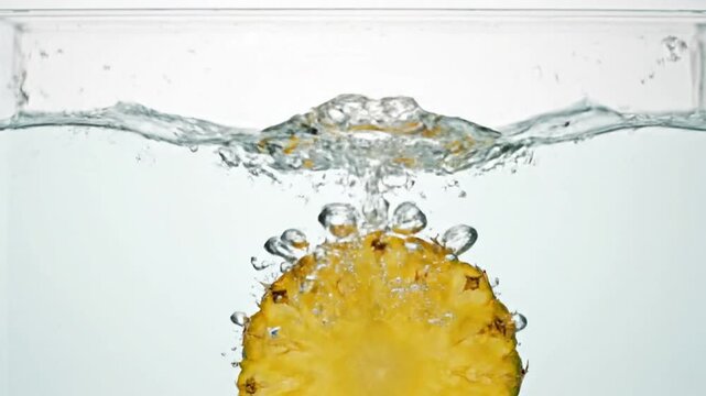 tropical pineapple splash underwater with bubbles