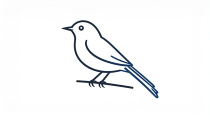 A minimalist illustration of a bird perched on a branch.