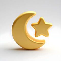 moon and stars 3d rendering isolated on white background cartoon plastic style icon