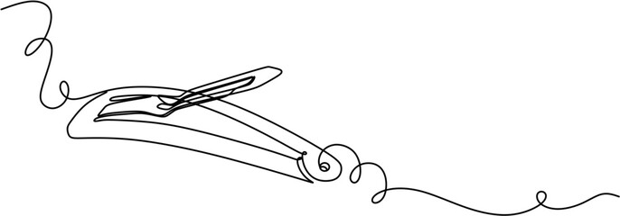 Continuous line drawing of a bobby pin, minimalist hair clip accessory line art © Rizky