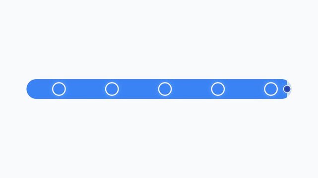 A simple blue loading bar with circular indicators, depicting progress in a minimalistic design