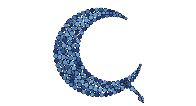 Blue Mosaic Crescent Moon Shape Decoration.