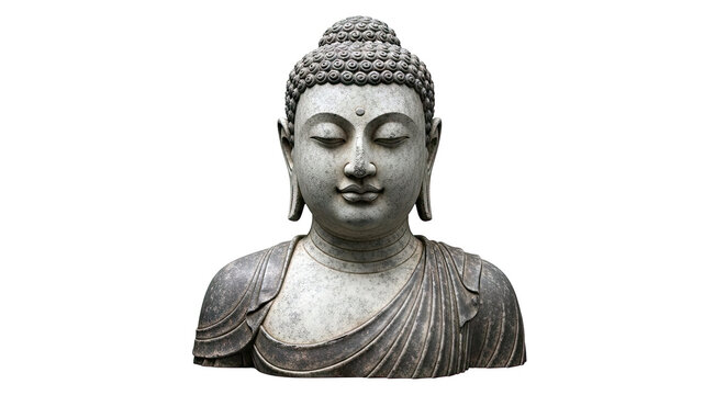Stone Buddha Bust with Serene Expression