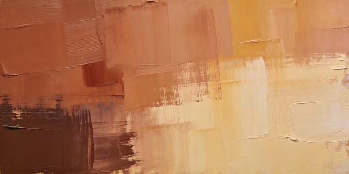 Warm abstract paint swatches background with terracotta and ochre textured brushwork, layered impasto, clean copyspace for banner header