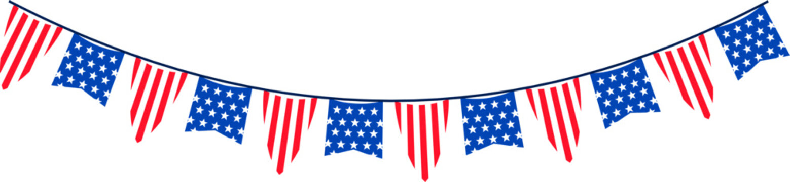 Curved Garland with Stripes & Stars