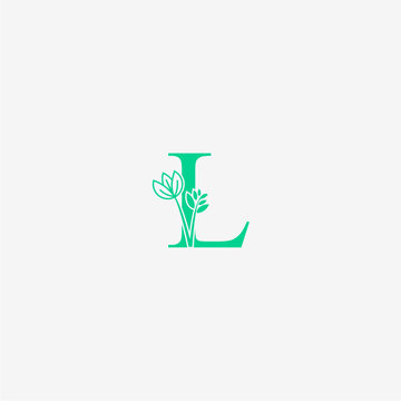 Luxury Floral Letter L Logo Elegant Botanical Monogram Serif Vector