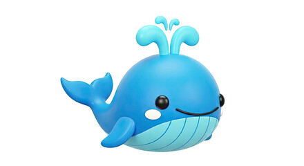 Cute 3D Blue Whale Illustration
