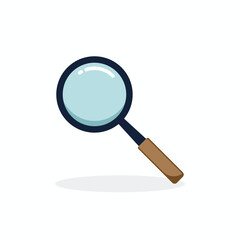Classic magnifying glass vector illustration featuring a dark brown handle. High-quality search symbol for data analysis, finding information, and detective concepts. Flat style isolated on white