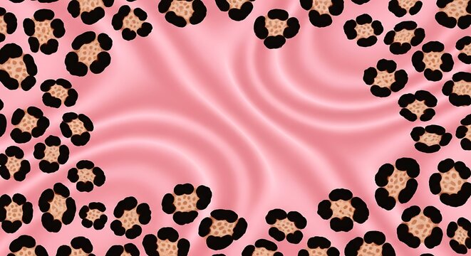 Pink silk with leopard spots border