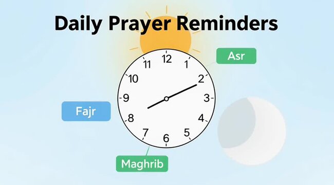 Daily Prayer Reminder Illustration: Faith, Spirituality & Religious Observance