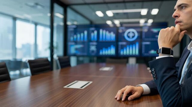 emotional intelligence leader business meeting concept. emotional intelligence leader business meeting concept with thoughtful executive
