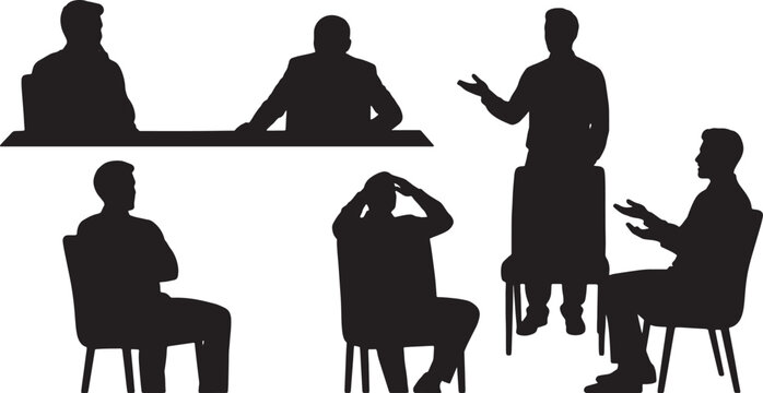 Black Solid Responding to Failures & Lessons Learned Silhouettes Set of Six on White Background
