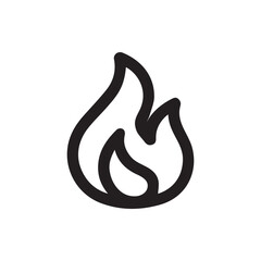 Fototapeta premium Simple Black Line Art Fire Flame Icon Isolated on White Background