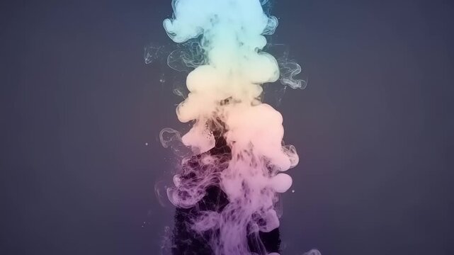 Colorful Smoke Rising Against Dark Background.